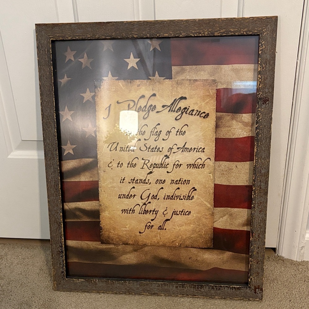 Rustic American Flag Framed Wall Art